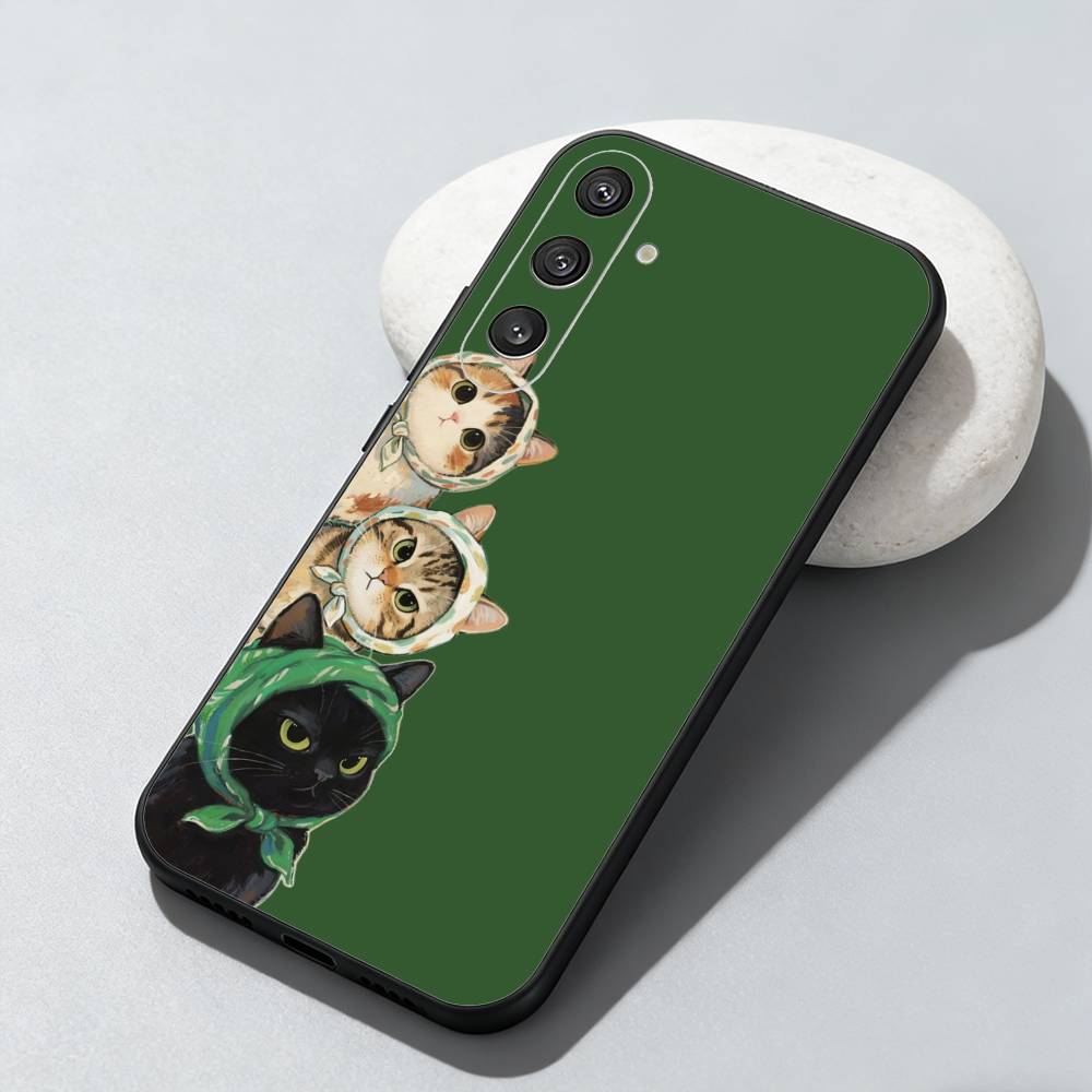 cute cat Phone Case For Samsung Galaxy A73,A72,A71,A70,A52,A51 Others Soft Black Cover