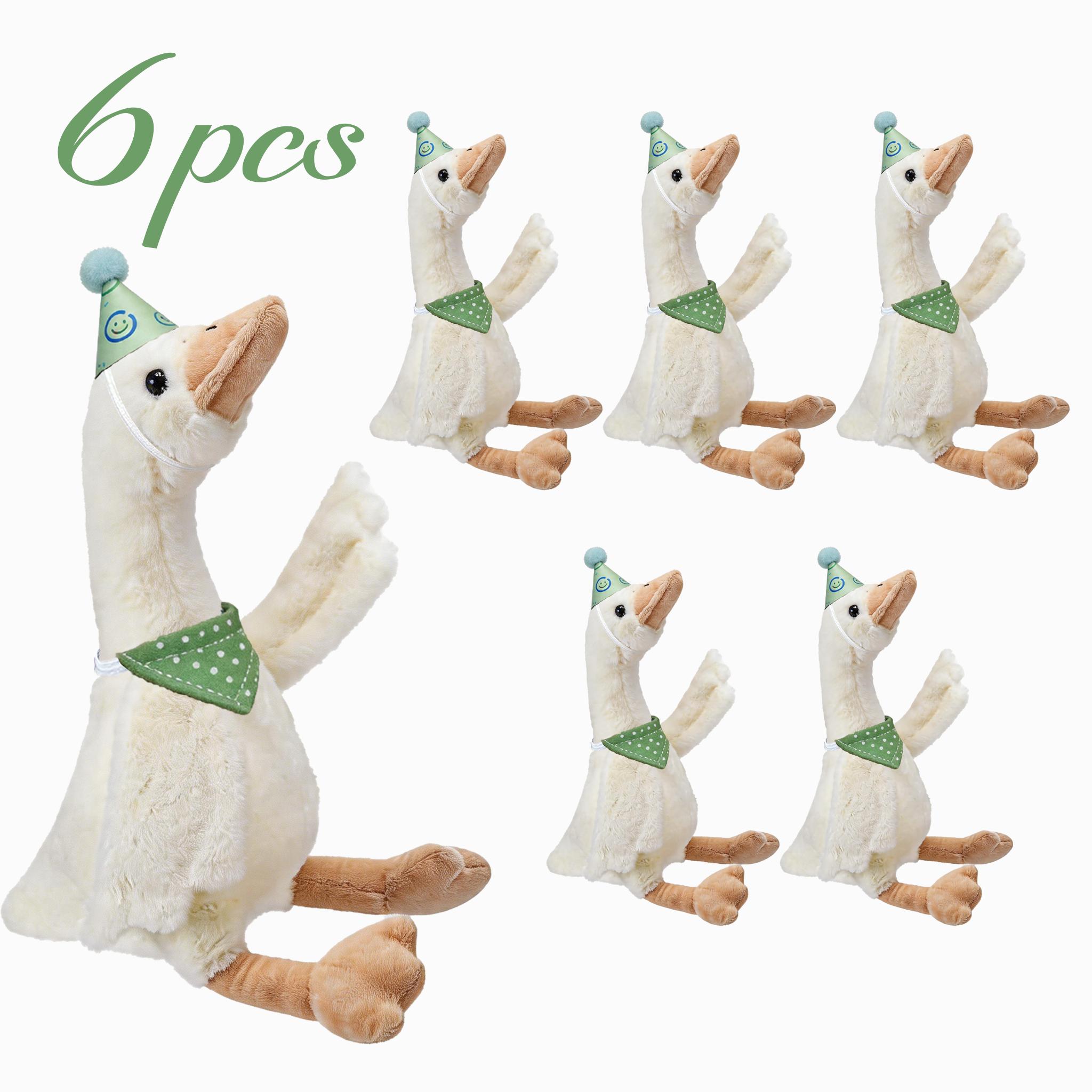 6-24 Stuks 40 cm Ganzen Knuffeldier met Hoedje Slabje Eén Gekke Gans Verjaardagscadeau voor Kinderen Babyborrel Ganzen Pluche Feestdecoratie