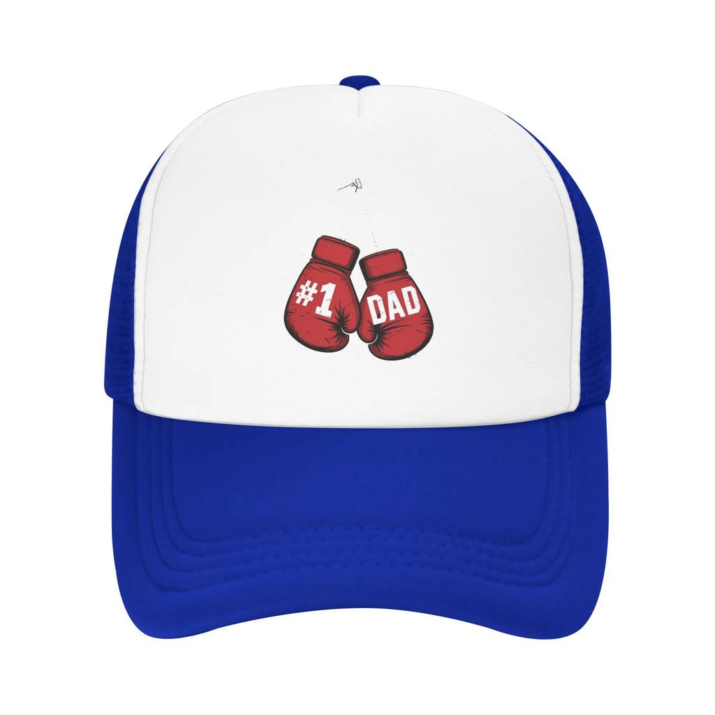 Father's Day 1 Dad Boxing Gloves Mesh Trucker Hat Casual Unisex Cooling Mesh-back Snapback Cap Adjustbale For Casual Wear
