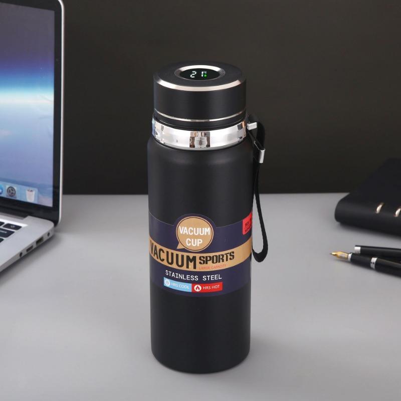Isolierbecher aus Edelstahl mit Griff Katzenauge Sportwasserflasche Doppelschichtig Vakuum Smart Sun Pot