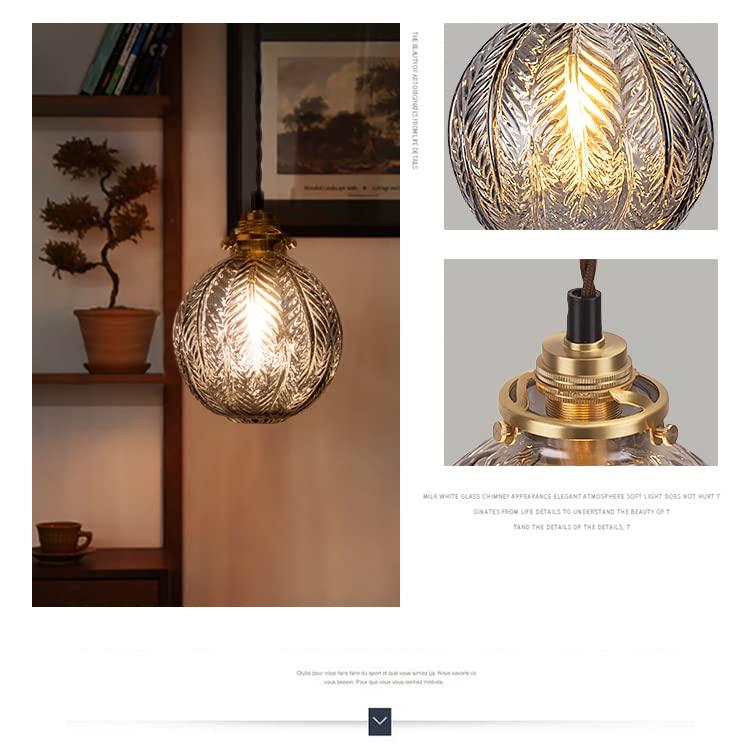 Cerdeco Unique Tree Leaf Pattern Glass Pendant Retro Smoke Cute Interior Ceiling Cafe Hook Ceiling Shade Ceiling Cover Not Included Light, Style,
