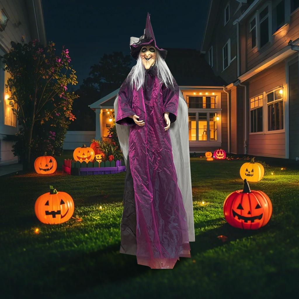 2025 Halloween Glow Creepy Sound Activated Witch Decorations Halloween Light Up Decoration Props for Home Holidays Outdoor