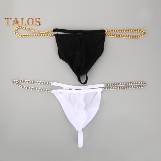 Pánská tanga Ledové hedvábné spodní prádlo Sexy G-Strings Kovové řetízky vyhloubené Pohodlné kalhotky Slim Fit Kalhotky s vysokou elasticitou