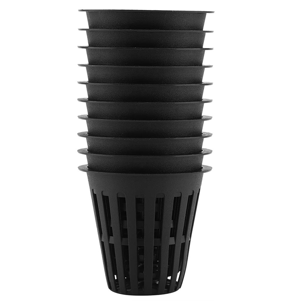 10pcs Set Durable Safe Plastic Hydroponic Basket Cup for Garden Balcony Planting(Black)