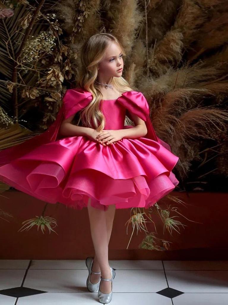 Robe de Princesse Satinée pour Filles – Jupe Plissée Papillon pour l'Été et la Remise des Diplômes