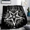1PC Satan Symbol Print Flannel Blanket, High Quality All Seasons, Home Decor, Warmth and Comfort, Perfect for Christmas Gifts