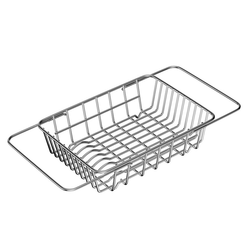 

Kitchen Sink Drainer Basket Stainless Steel 30.5-42.5cm Adjustable Dish Drying Rack Organizer