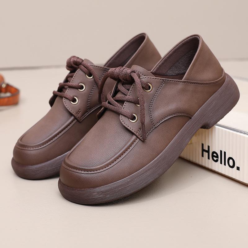 Genuine Leather Non-Slip Soft Sole Loafers for Middle-Aged & Elderly Women - Casual Spring & Autumn Style