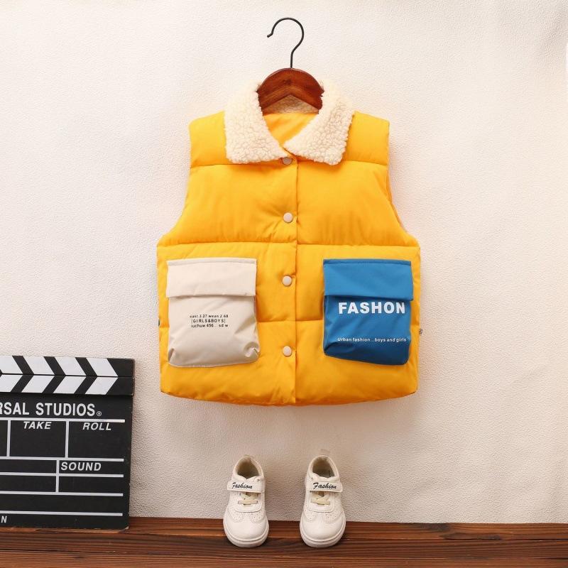 Children's Autumn and Winter Warm Stand Collar Fur Collar Down Vest Large Size Loose Trend Vest
