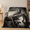 Cartoon Knight Templar Cavalier Crusaders Flannel Blanket Soft Warm Throw Blanket for Bedroom Living Room Bed Travel Picnic Kid