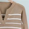 Spring and Autumn Fashion Unique Design V-neck Striped Knitted Set Women's Lazy Style Sweater Two Piece Set