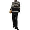 High Neck Damen Pullover für Frauen Gestreifter lockerer Rollkragenpullover Pullover Damenpullover Damen Top