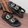 New Women Round Toe Casual Shoes Women Platform Light Beach Sandalias Metal Buckle Shoes Soft Bottom Ladies Sandals
