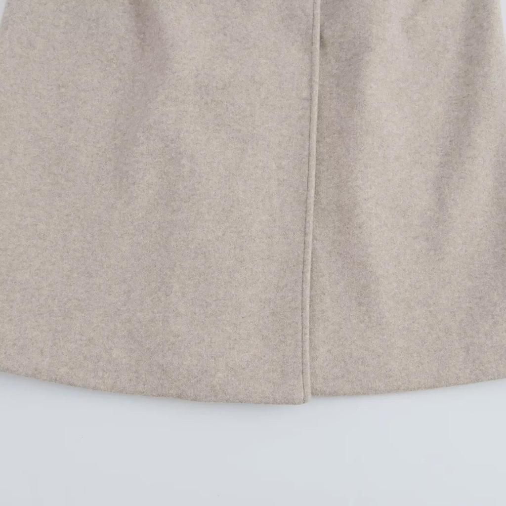 Women's European and American Style Wool Coat with Fur Collar and Belt for Autumn and Winter 