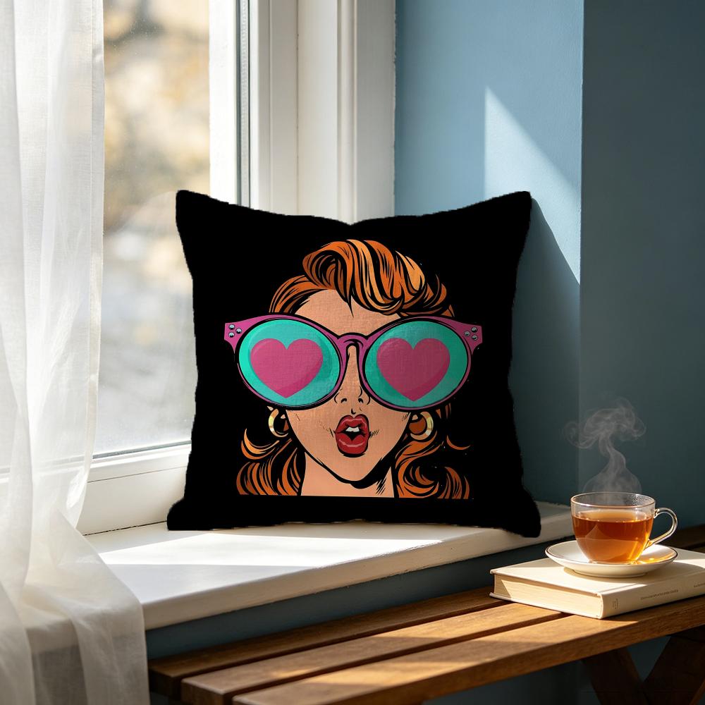 Fashion Lady Portrait Cushion Cover Cushion Cover Set Pcs x x x Pillowcase Decorative Sofa Home Decor