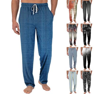 Pantalones de pijama casuales con bolsillos y estampados de moda de punto para hombre