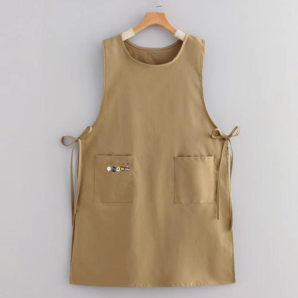 Polyester Long Vest Apron with Pockets Painting Apron New Pinafore Aprons  Kitchen Use