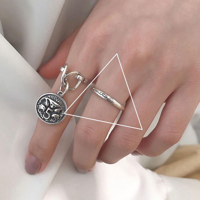 S925 Sterling Silver Roman Numeral Open Ring for Women - Trendy, Retro, and Stylish