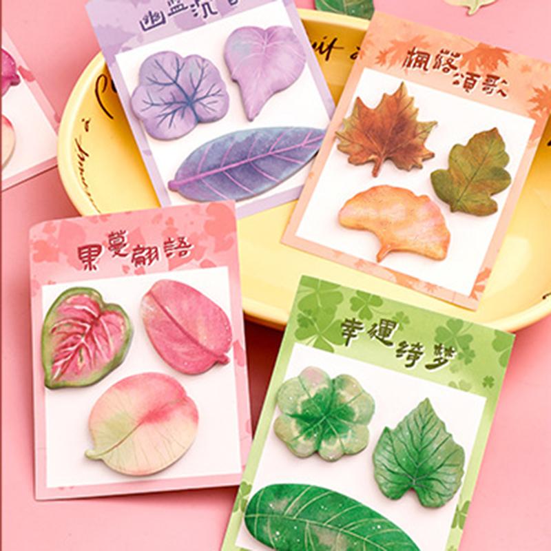 1 Piece Kawaii Stationery Natural Plant Leaf Sticky Note Memo Pad Office Planner Sticker School Supplies