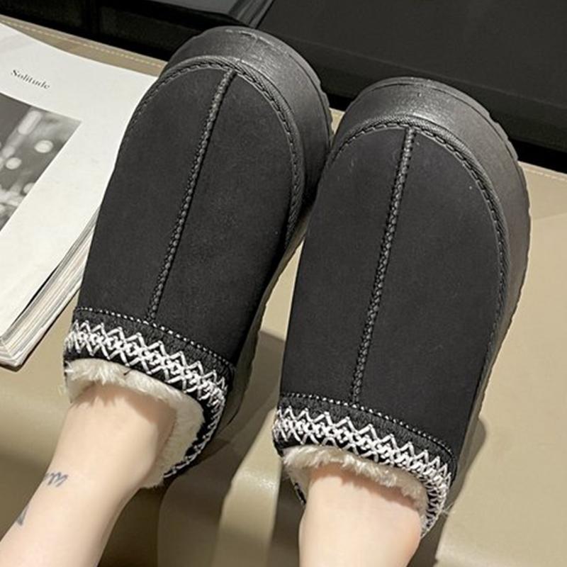 

Fashion Winter Concise Embroidery Snow Boots Woman Solid Faux Suede Plus Size Ankle Boots Women Non Slip Platform Warm Booties Female 43