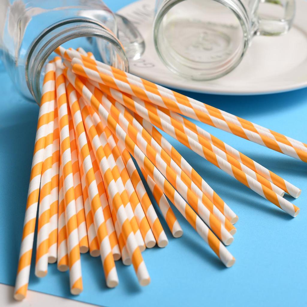 25 Colorful Striped Paper Straws - Disposable, Creative, Decorative for Desserts & Beverages