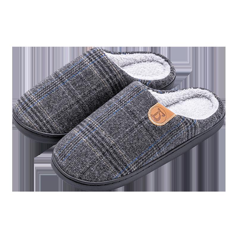 Cotton slippers men's winter indoor home new home use non-slip warm plush large size slippers men