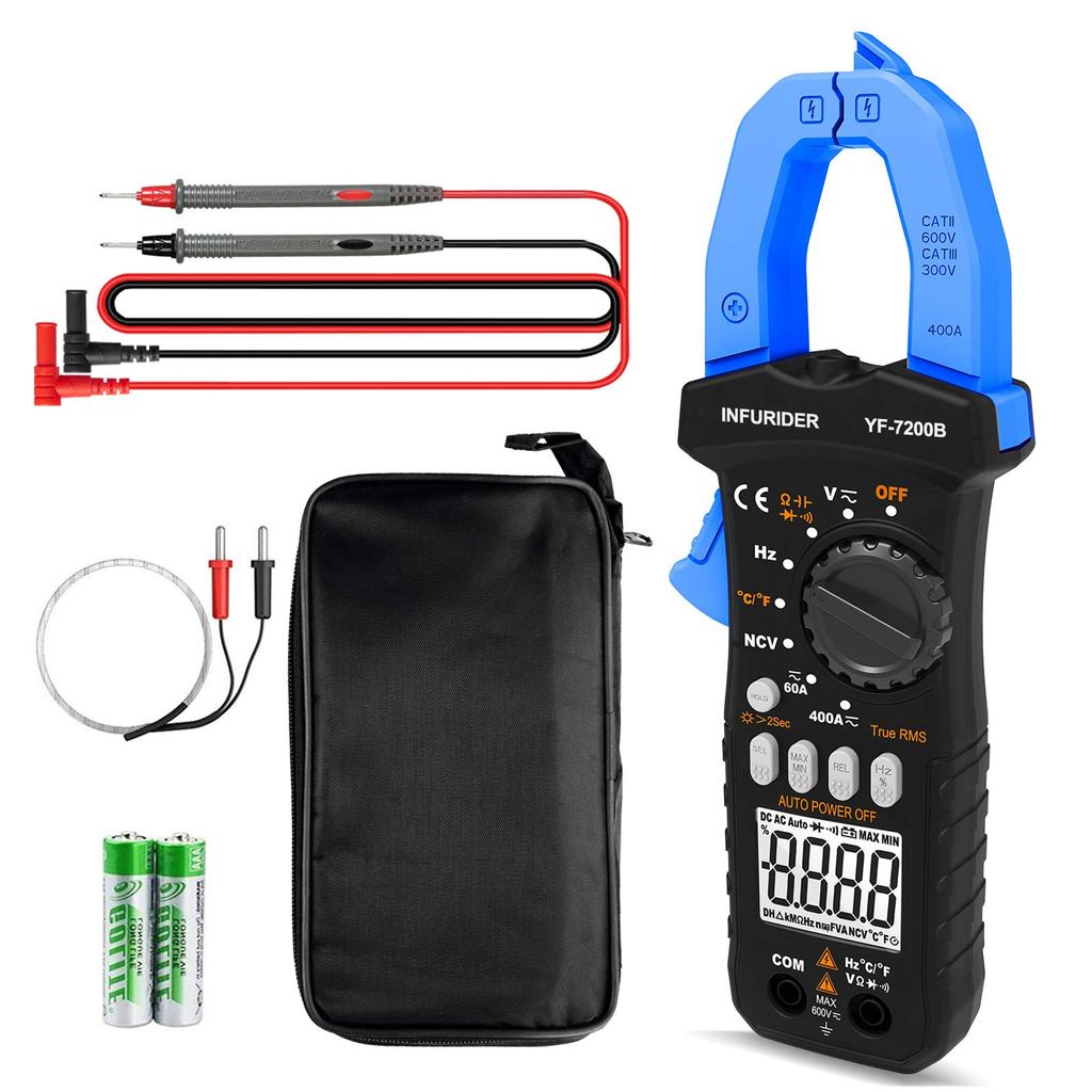 INFURIDER YF-7200B Digital Clamp Meter, TRMS Auto-Ranging AC/DC Current/Voltage Meter, Multimeter, DMM Electrical Tester, NCV Electronic Measuring Ins