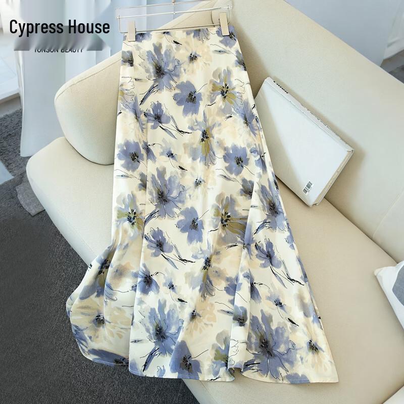 Женская миди-юбка Sibaishe с высокой талией, цветочная, А-силуэта L