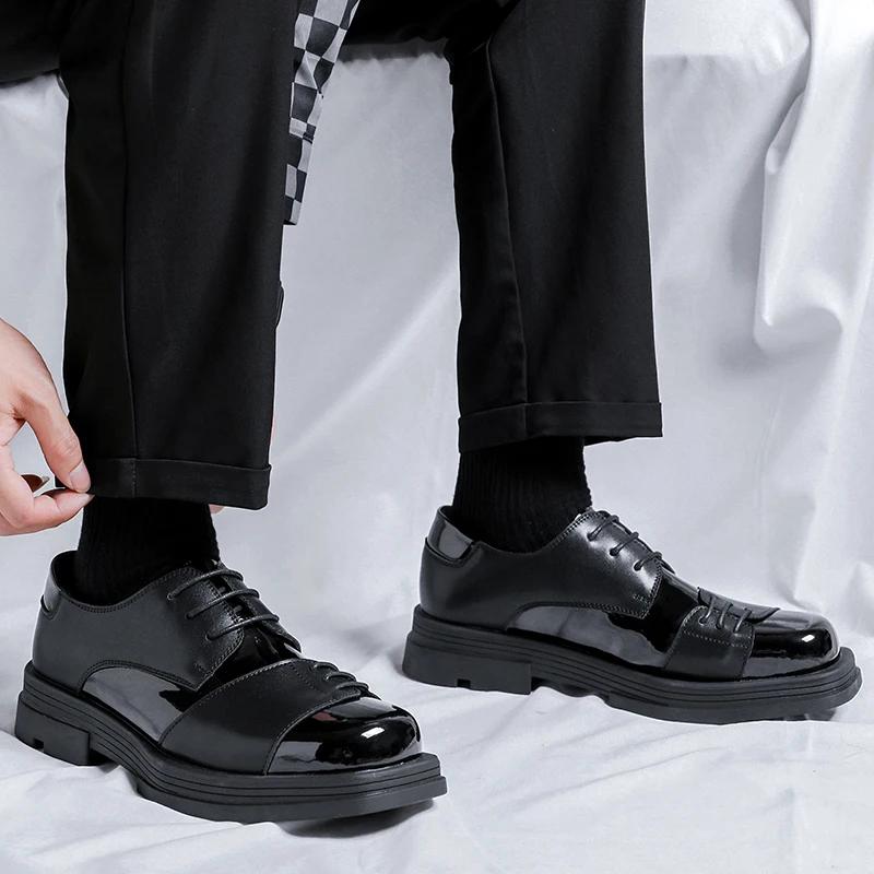 Men Leather Shoes lace up Black Wedding Bride For Formal Party Dress Italian style Men Shoes business dress Soft men Shoes