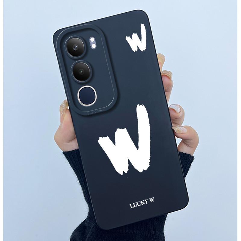 For Vivo Y19s V2149 Cover Case Lucky Initial Letter Couple Silicone Soft Matte Phone Bumper for Vivo Y19s 4G Y29 5G Casing