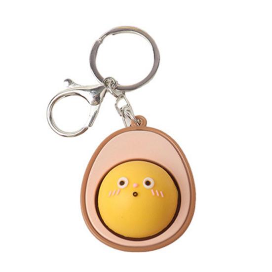 Cartoon Egg Yolk Clicker Keychain Half Egg Decompression Button Key Ring Backpack Schoolbag Hanging Decoration Bag Charm Purse Pendant