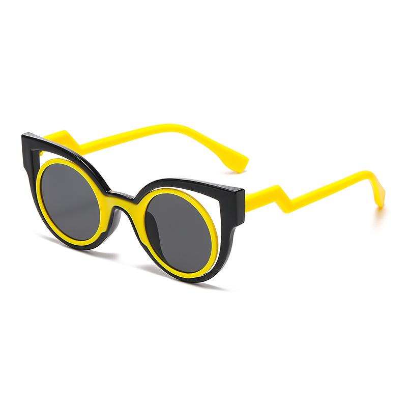 7332 Children'S Hollow Fashion Frame Cat Eye Sunglasses, Cute Boys And Girls Uv Protection Sunglasses