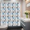 Blue and Grey Shower Curtain for Bathroom, Gray White Bohemian Chic Fabric Geometric Pattern Shower Curta for Men or Women, Teal and Grey Bohemian