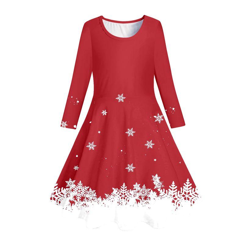 

Дитяча сукня на Різдво для дівчаток 4-12 років, з довгим рукавом, з принтом M