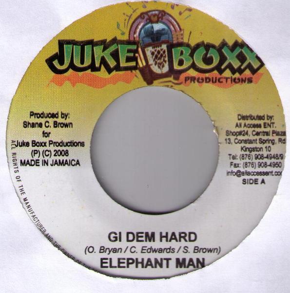 

7inch Record ELEPHANT MAN Gi Dem Hard NONE Juke Boxx Produ 2008 Jamaica Reggae Ska Dub Used