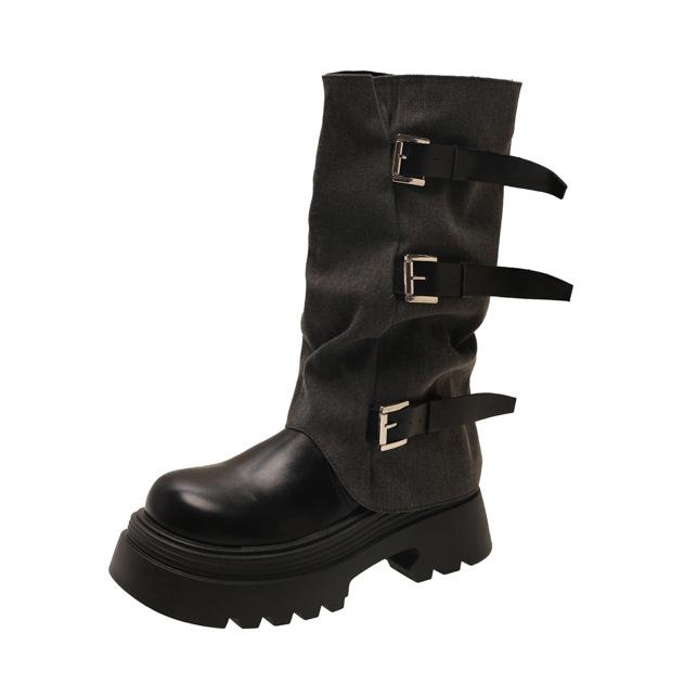 

Thick-soled heightening Martin boots women s 2025 new spring and autumn brown retro British style small casual pants tube boots 35