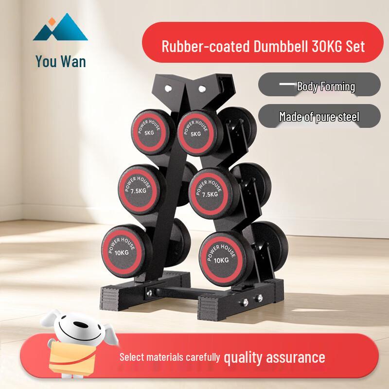 Youwan Rubber-Coated Round Head Steel Dumbbells