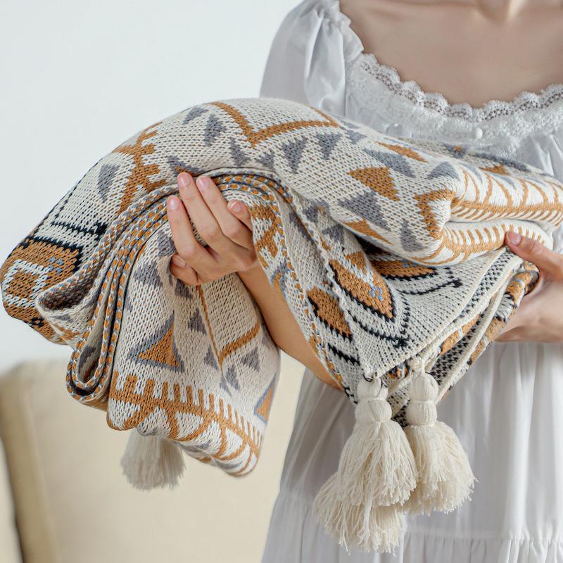 Nordic Style Office Air Conditioning Blanket Knitted Blanket Cover Leg Blanket Full Body Shawl Dormitory Nap Blanket