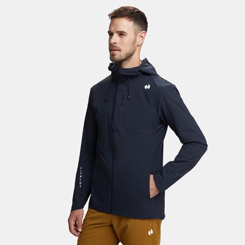 HOTSUIT Badge Blue Hooded Windbreaker Jacket M