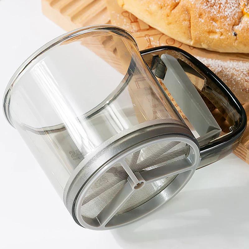 New Kitchen Flour Sieve Handheld Semi-automatic Sugar Sifter Powder Shaker Handle Measuring Cup Making Tool Baking Kitchen Tools