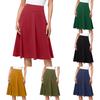 Damen High Waist Knielang Elastischer Strick A-Linie Stretch Ausgestellt Lässiger Midi-Rock