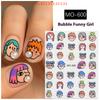 Cute Nail Charm for Salon Accessories Cartoon Bubble Blowing Girl Nail Art Stickers Summer Themed Manicure Decals