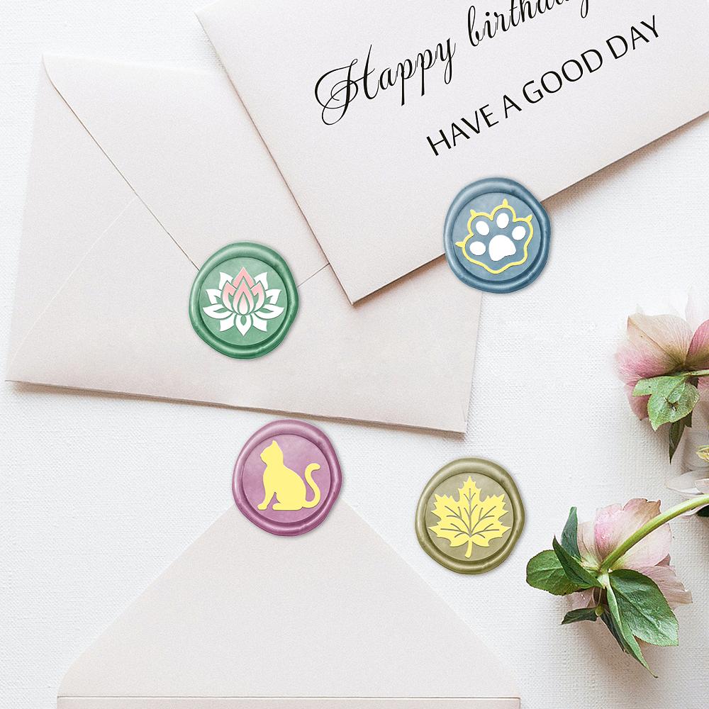 1pc 2 Sides Wax Seal Stamp Crow Cat Brass Column Mini Brass Gun Sealing Wax Stamps 15mm Wax Seal Column for Envelope Invitation