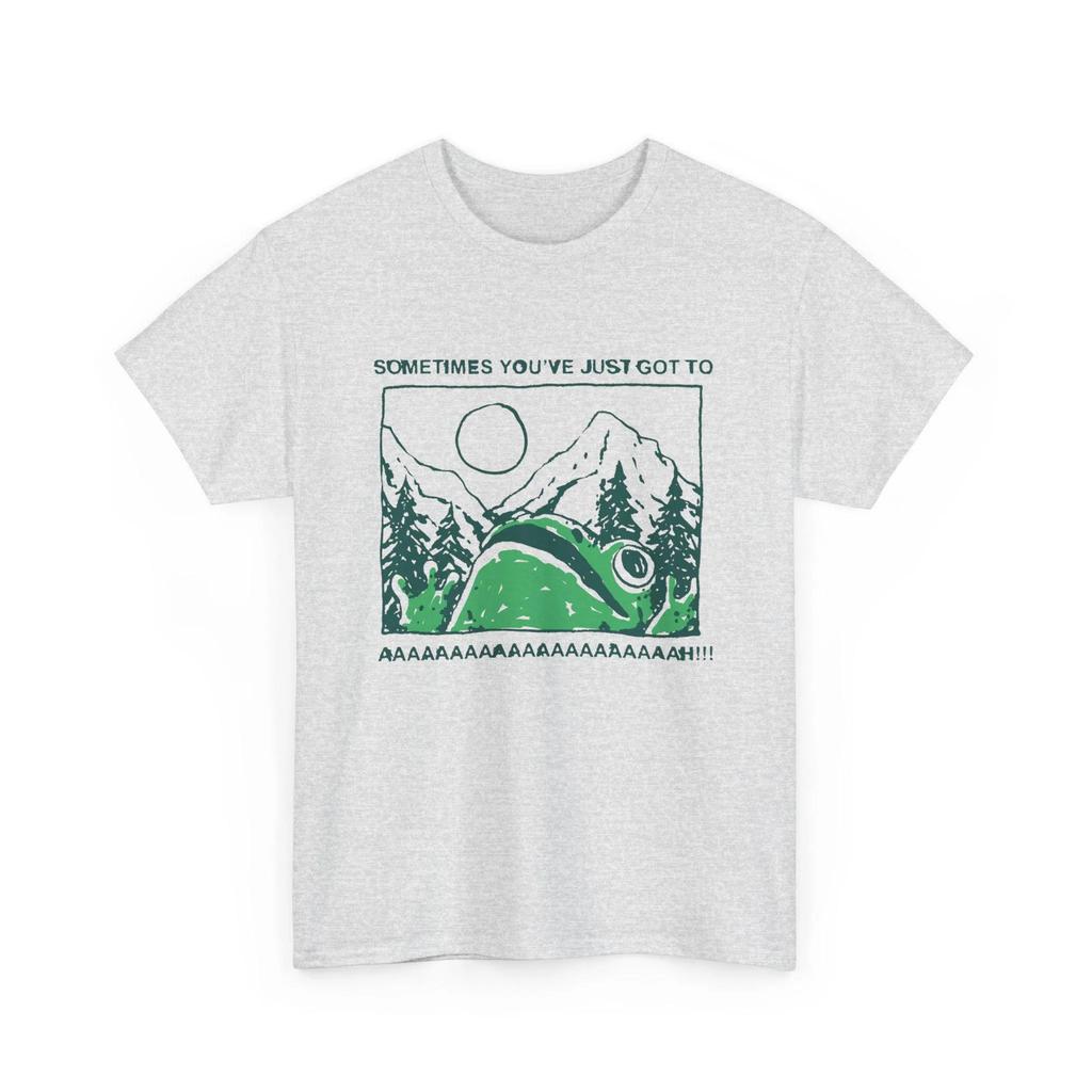 Funny Screaming Nature Frog Unisex T-shirt Graphic T Shirts Retro Streetwear High-quality Crew-neck Short-sleeved Men's T-shirt