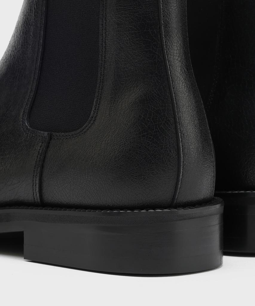 Firenze Atelier [Vibram] Minimal Semi-Square Line Chelsea Boots 7430 [Crack Black]