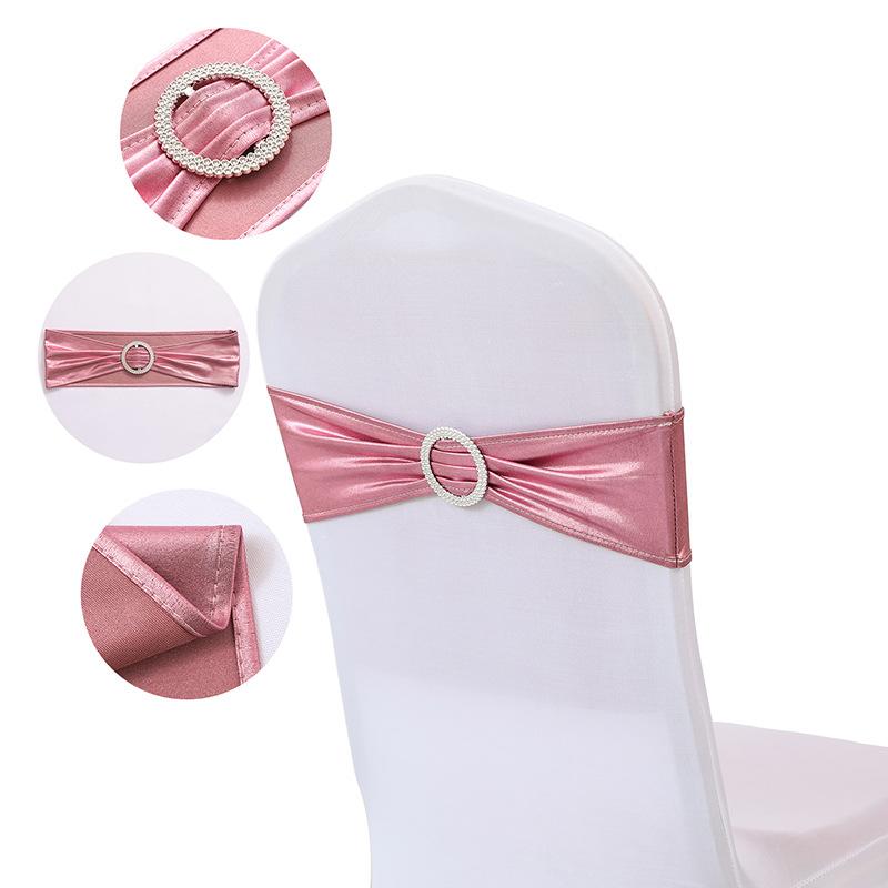 5pcs Chair Sashes BandsStretch Chair Ties Bows with Buckle Slider Metallic Stretch Spandex Chair Sashes with Bucklefor Christmas