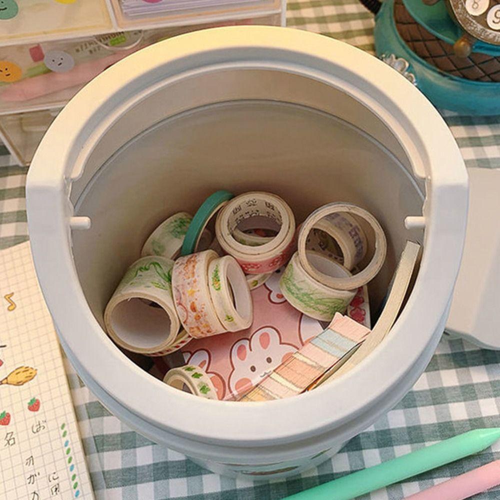 1Pcs with Cover Sticker Trash Can Storage Box Garbage Can Durable Mini Desktop Bin