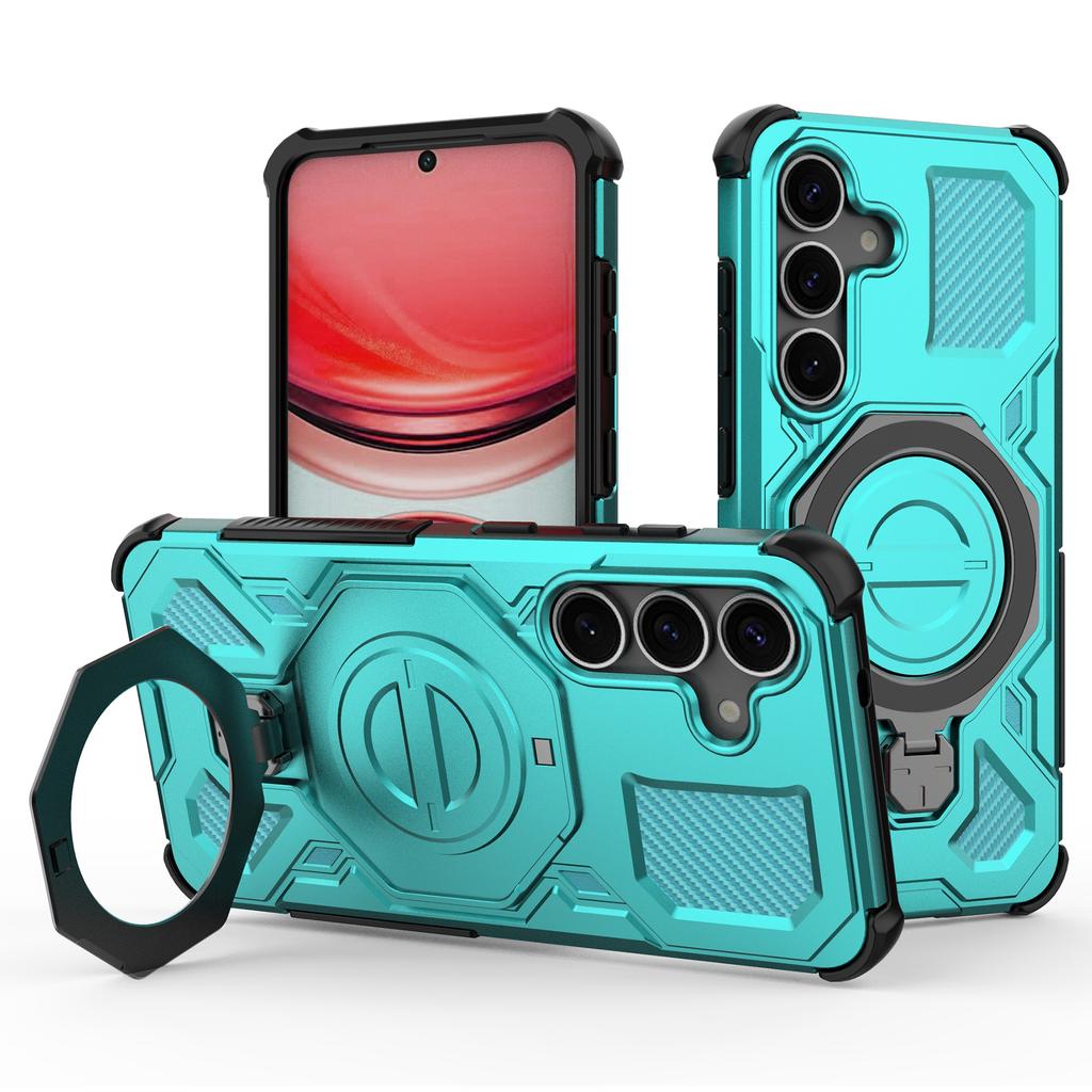 Für Samsung Galaxy S25+ Magnetische Hülle Drehbarer Metall-Aufsteller PC+TPU Handy-Rückseite