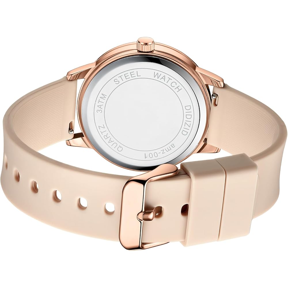 DIZIZID Analog Nurse Watch Waterproof Luminous Easy-to-Read Dial Silicone Strap Unisex Pink