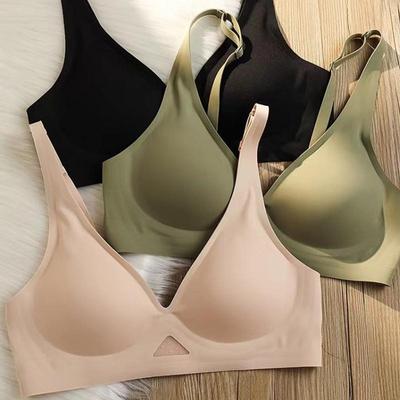Soutien-gorge sans couture pour femmes, sous-vêtements sans armature, Push Up, décolleté en V, confortable, fin, Invisible, Lingerie Sexy